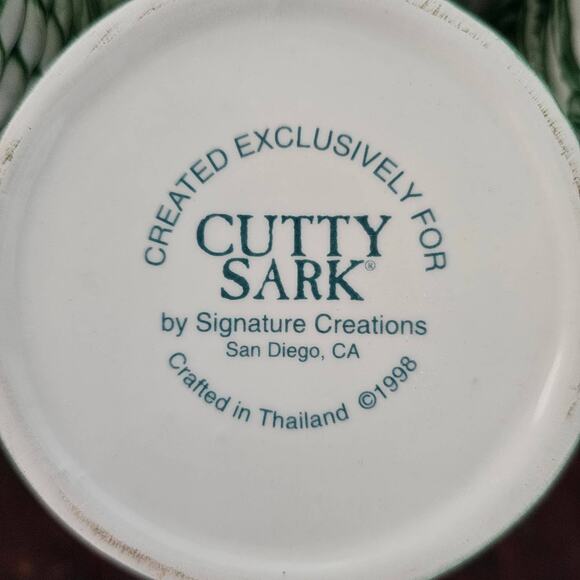 Vintage Cutty Sark Cups 1998 Clipper Ships Green WHite Scotch Whiskey Set of 4 - Picture 7 of 10